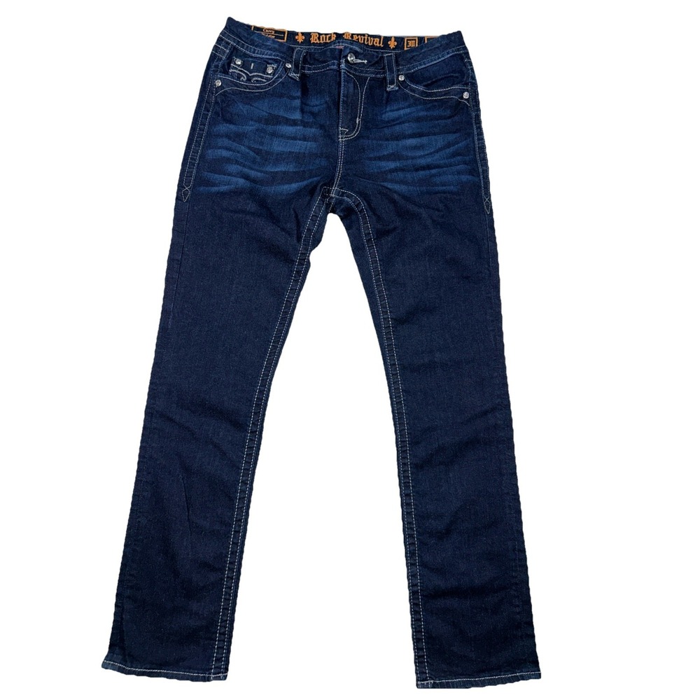 Rock Revival Jessica's Flap Pockets Jeweled Curvy Midrise Stretch Women 30 Jeans